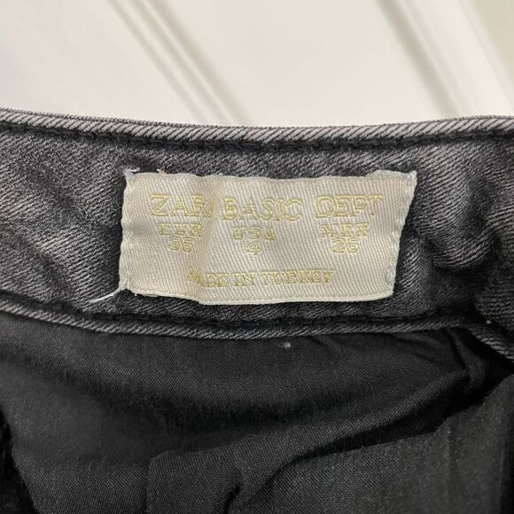 Zara Basic Denim Gray Wash Ripped Knee Skinny Jeans Women’s Size 4 - Picture 10 of 10